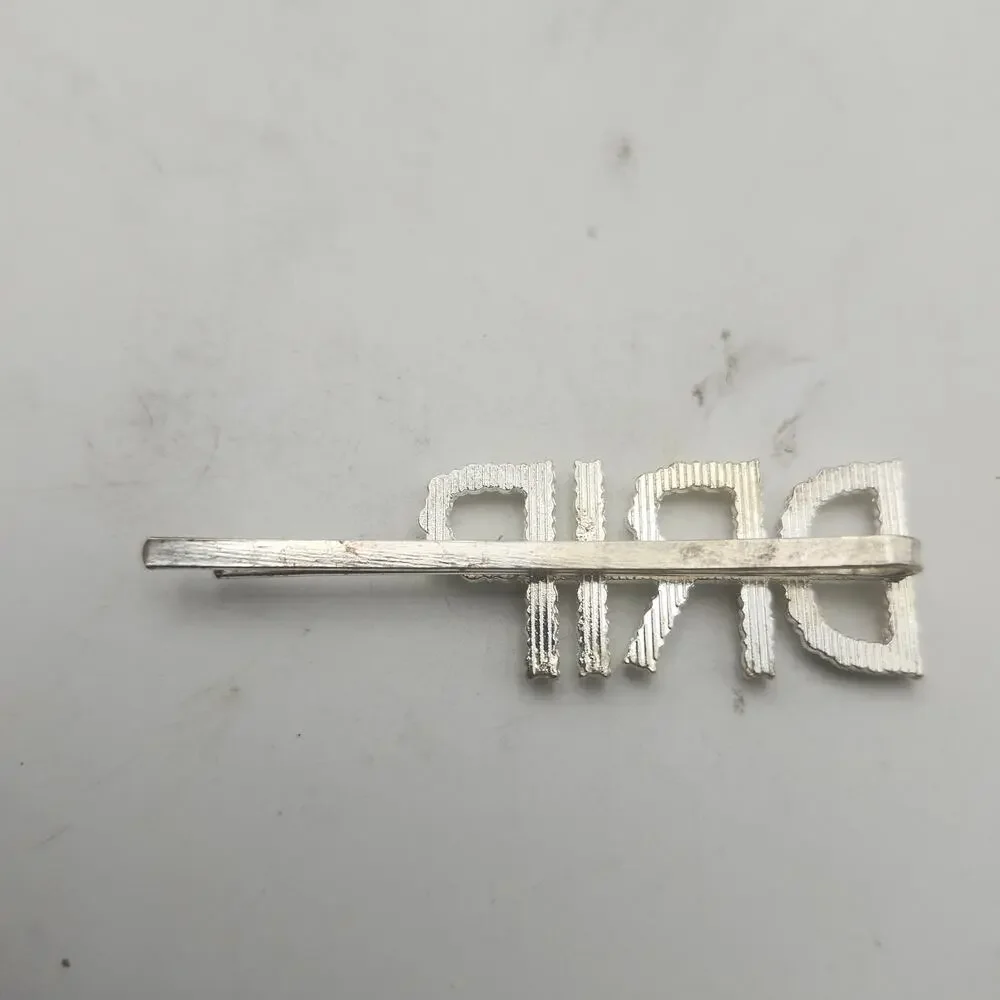 Rhinestone DRIP Hair Pins Silver Tone Crystal Letter Bobby Clip Pair Barrettes